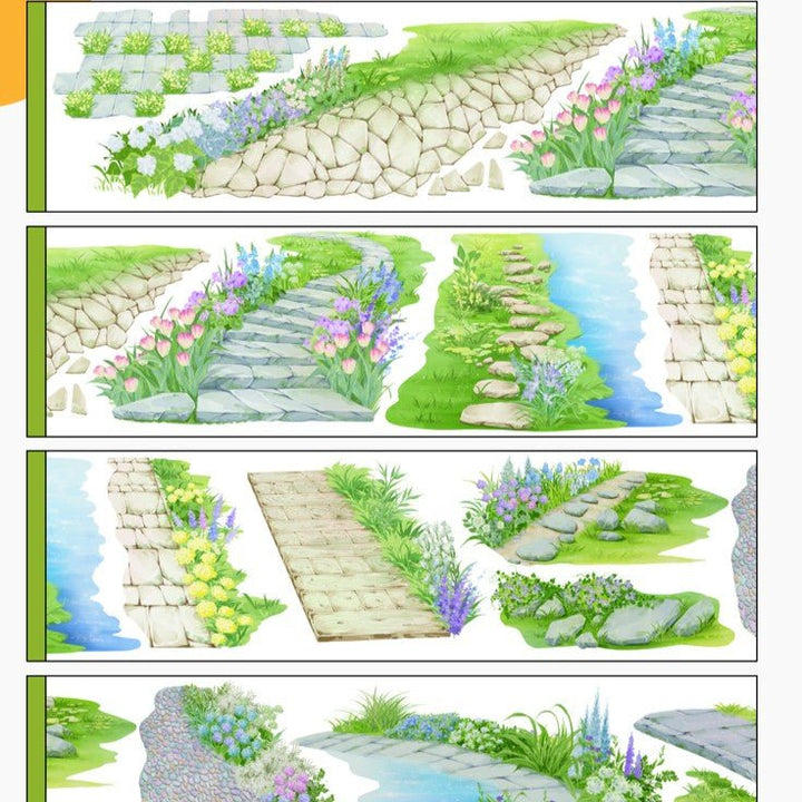 Flower Path PET Tape Scenery Effect For Scrapbooking