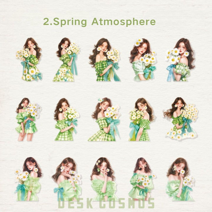Walking with Spring Spring Atmosphere Character Stickers