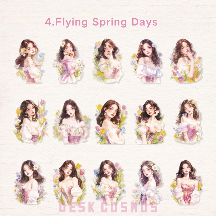 Walking with Spring Flying Spring Days Character Stickers