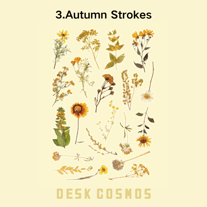 Romantic Language Autumn Brush Flower Sticker Nature Texture