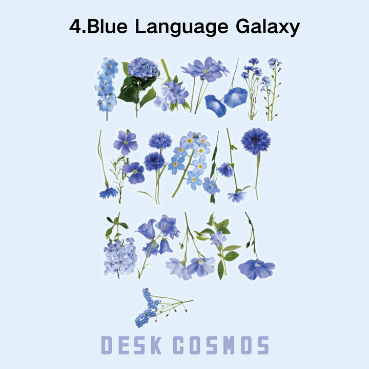 Romantic Language Blue Voice Galaxy Flower Sticker Artistic Design