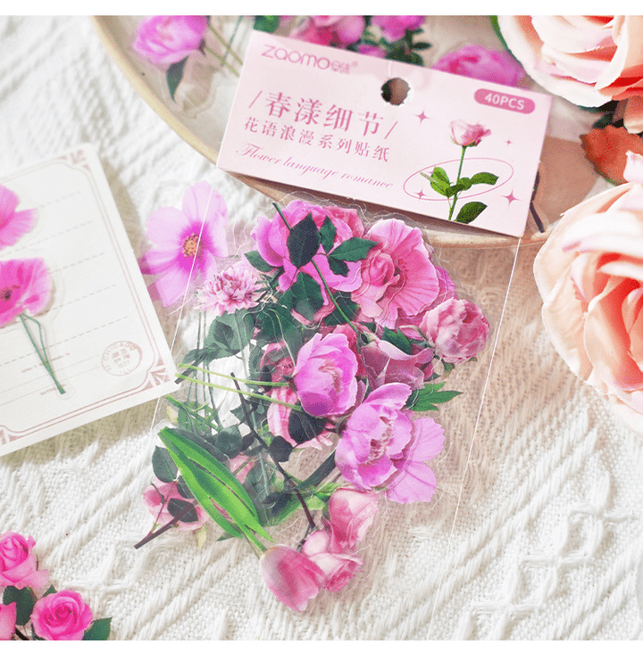 Romantic Language Nature Stickers Flower Plant Background