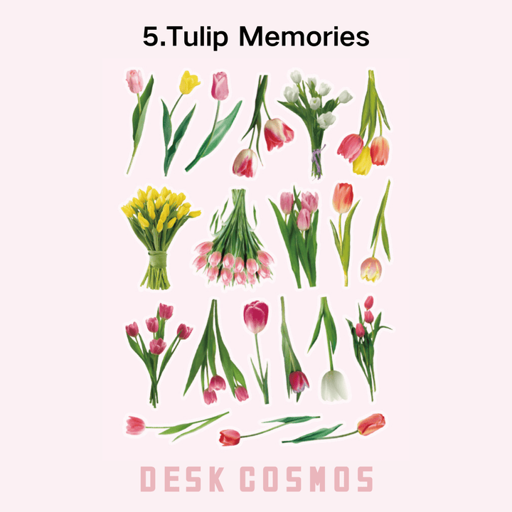 Romantic Language Tulip Memory Flower Sticker Nature Background