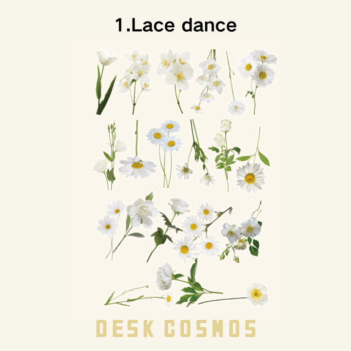 Romantic Language Lace Daisy Flower Sticker DIY Natural Design