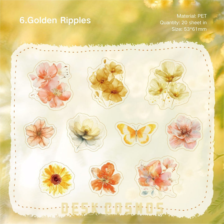 Romantic PET Stickers Glass Petal Floral Handmade Journal