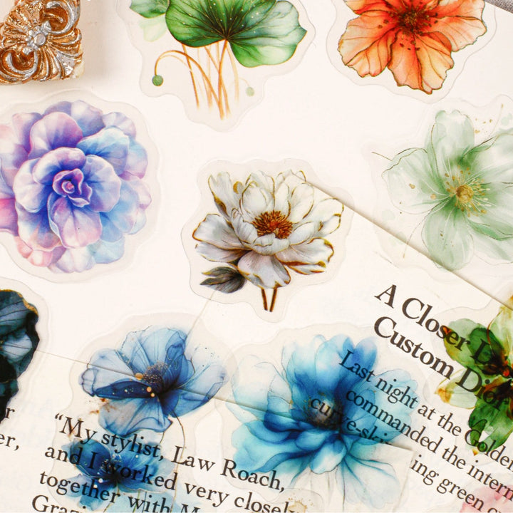 Romantic PET Stickers Glass Petal Floral DIY Craft