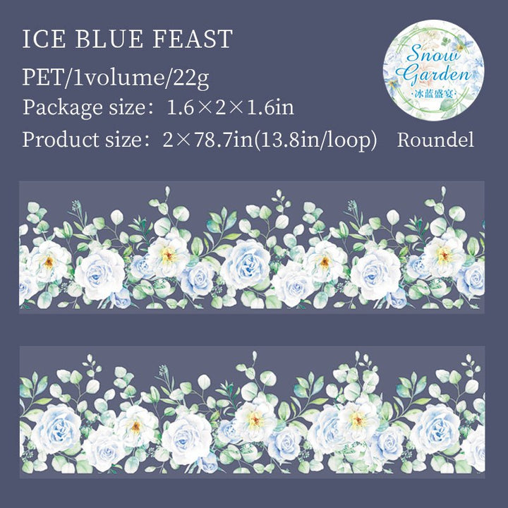 Snowy Garden PET tape floral theme for journaling