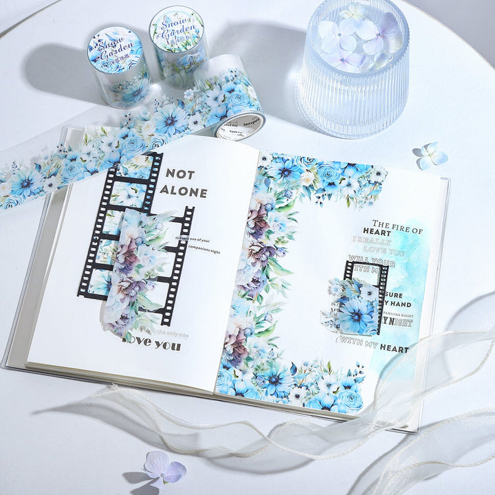 Romantic PET Tape Snowy Garden floral decor scene