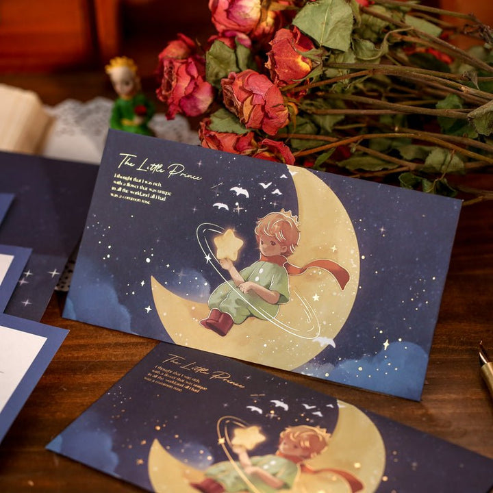 Starry Encounter Letter Set Little Prince Inspired Gold Foil Design