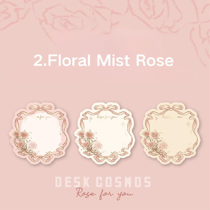 Rose Island Series Floral Mist Rose Gold Foil Memo Pad Art Stationery