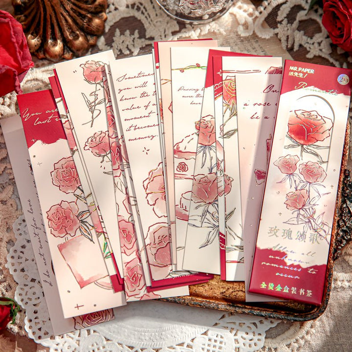 Rose of Name Floral Art Bookmarks with Gold Stamping Gift for Readers