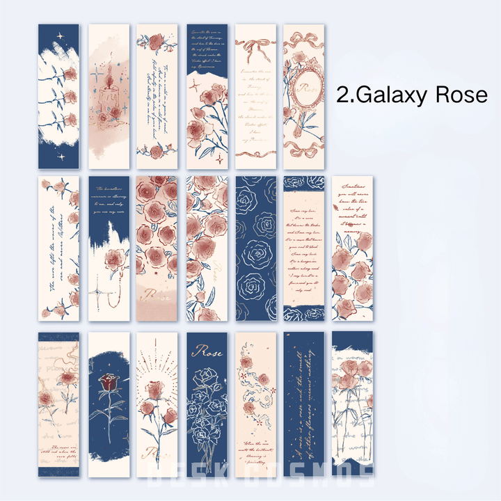 Rose of Name Galaxy Rose Gold Foil Bookmarks Celestial Floral Design
