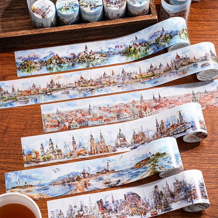 Scenery along the way PET Tapes City Countryside Travel Journal Decoration