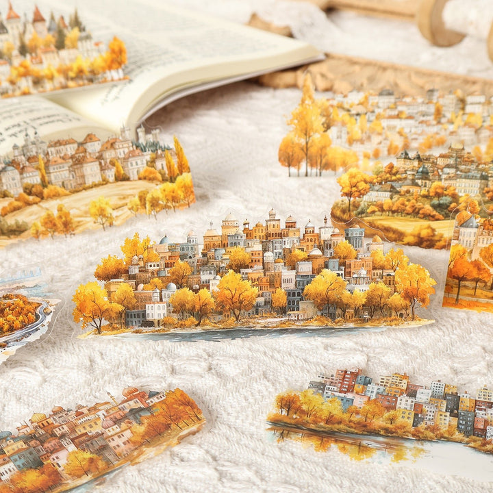 Season Market Era Background PET Stickers City Countryside Scrapbook