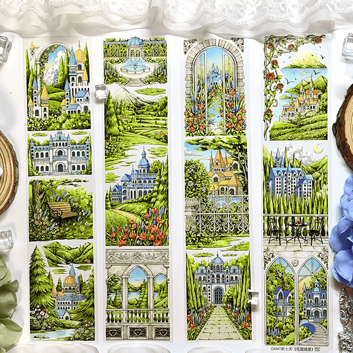 Garden Castle PET tape flower layering suitable for junk journal