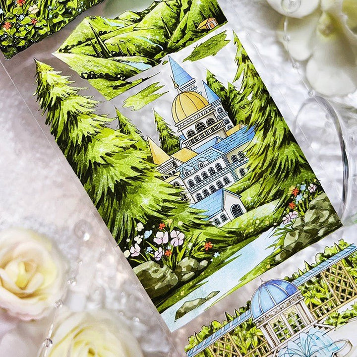 Garden Castle PET tape dreamy theme for junk scrapbook