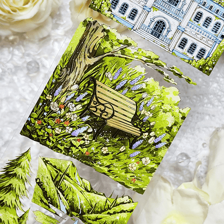 Garden Castle PET scenery tape for creative collage