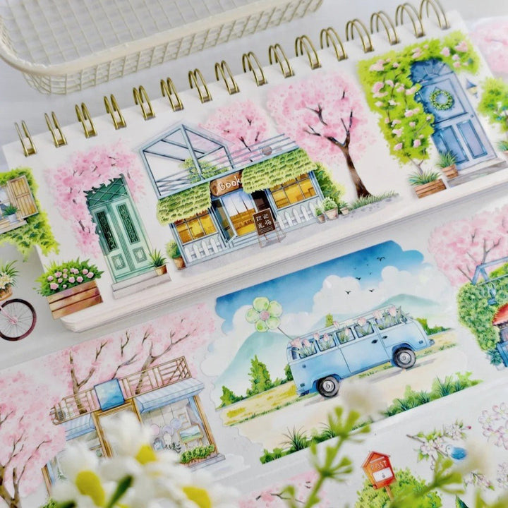 Sakura Corridor Elegant Tape Suitable for Phone Case Art