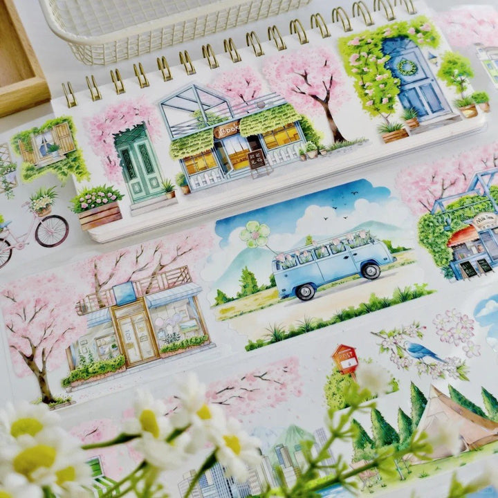 Sakura Corridor Scenery Tape Ideal for Diary Decoration