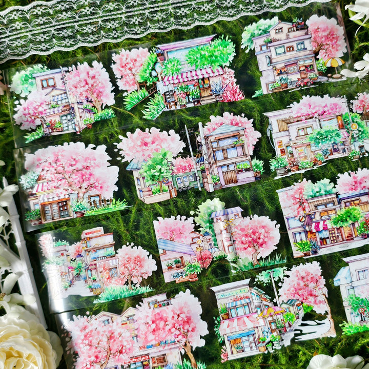 Sakura Street Scenery PET Tape Flower Japanese Style Crafting