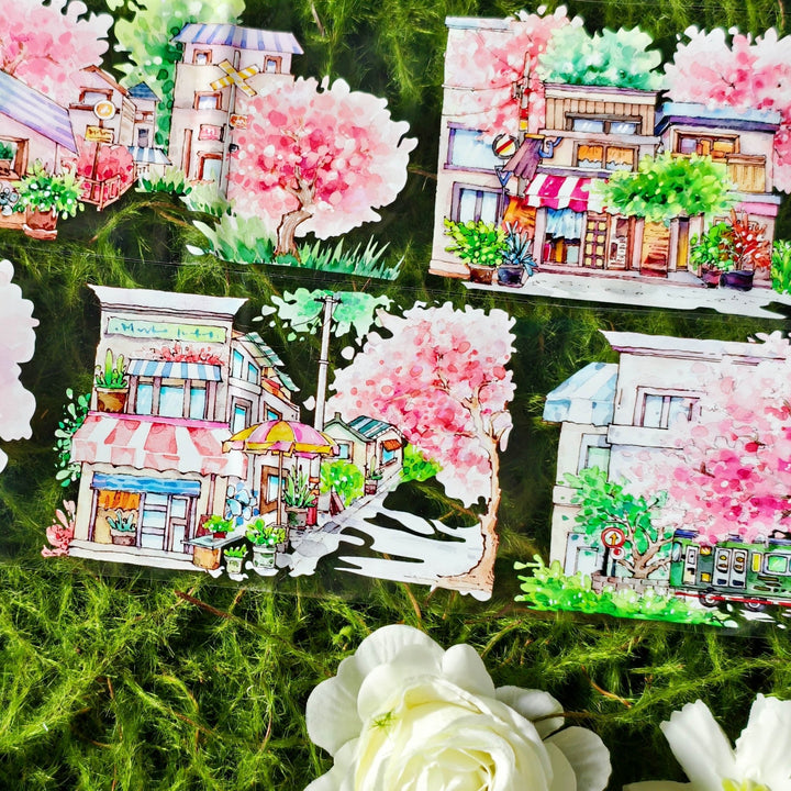 Sakura Street PET Tape Scenery Flower Japanese Style Art Project