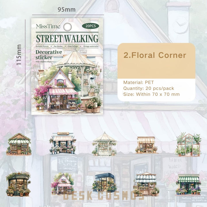 Scenery Sticker Street Walking Series Countryside Journal Decor