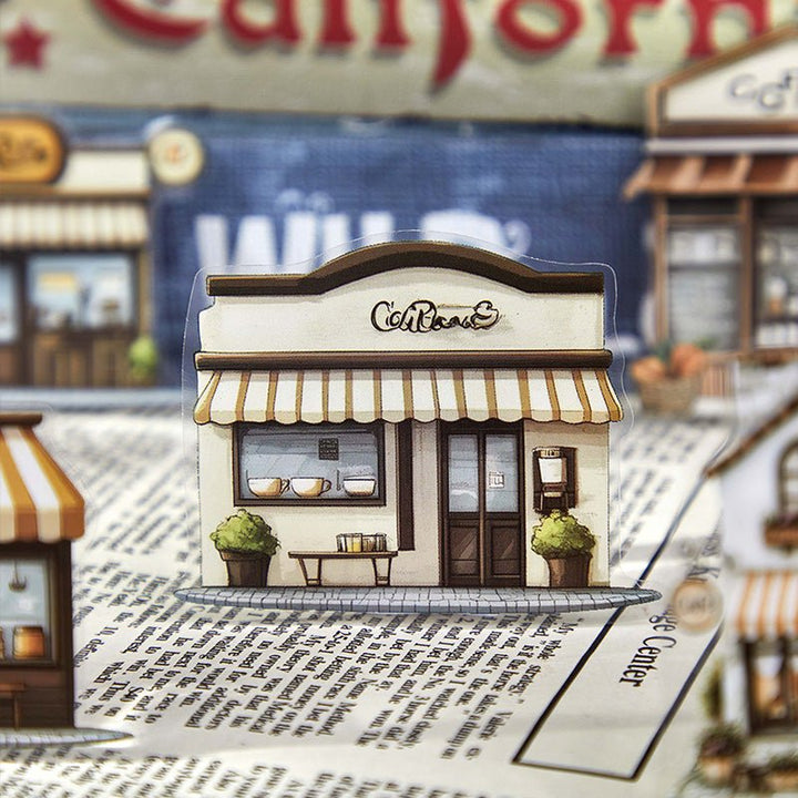 Scenery Sticker Street Walking Series Scrapbook Landscape PET