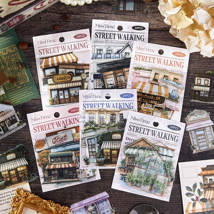 Scenery Sticker Street Walking Series Daily Journal Decoration