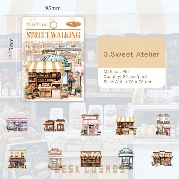 Scenery Sticker Street Walking Series Townscape Collage Supply