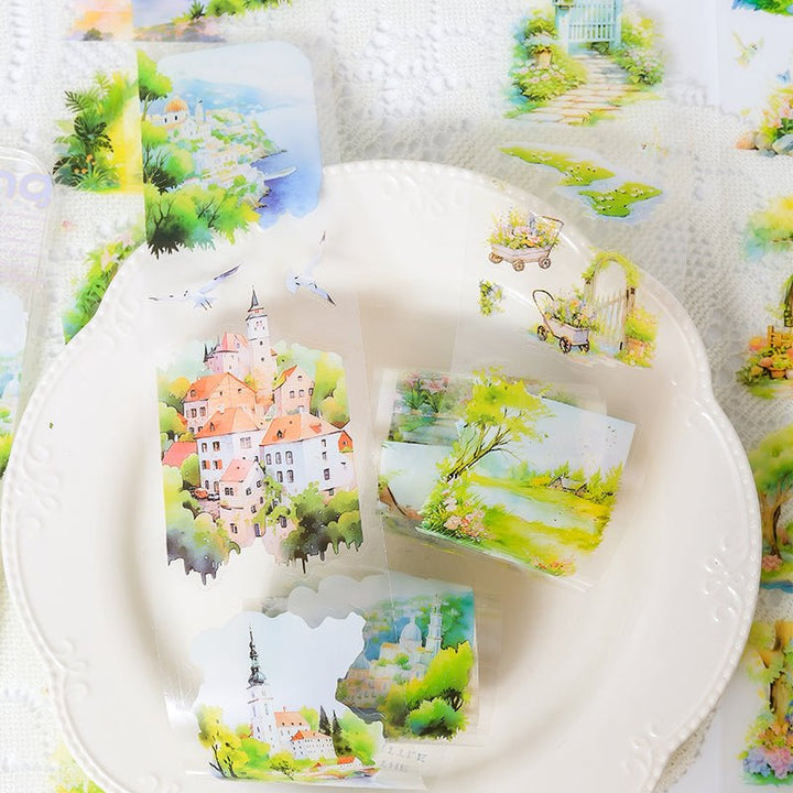 Scenery Tape Green Forest Evening Artistic DIY Planner Material