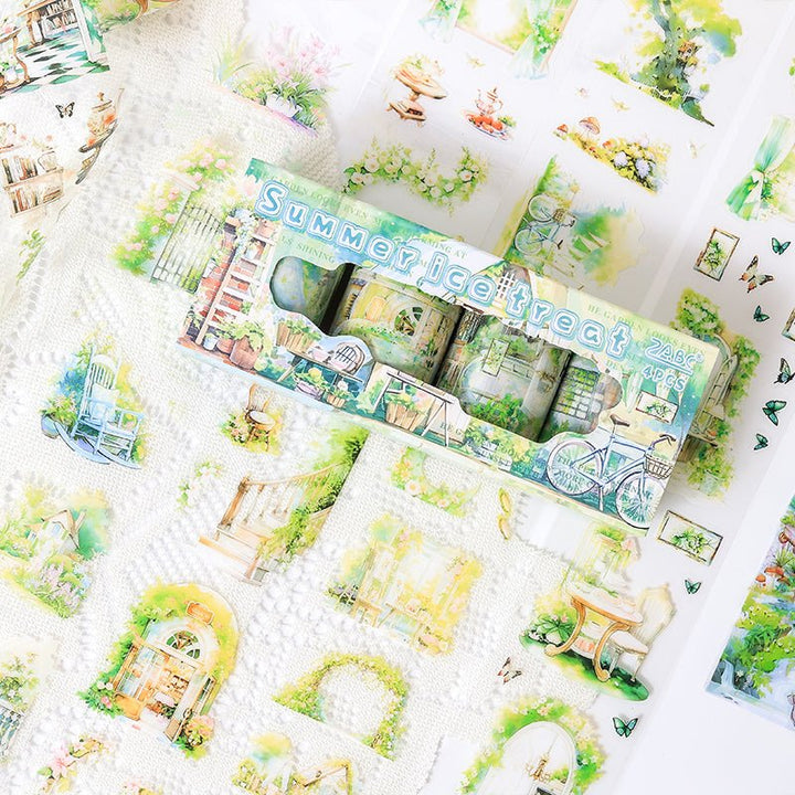 Green Forest Evening PET Decorative Tape for Vintage Journaling
