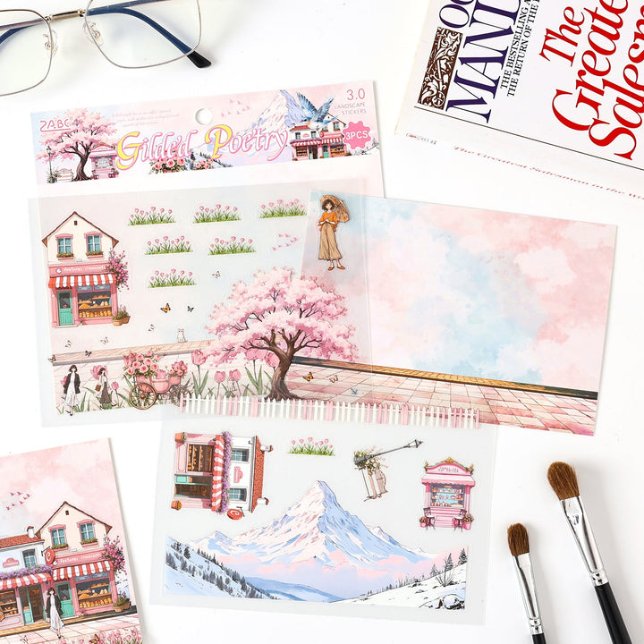 Seasonal Illustrated Series Seasonal Theme PET Stickers for Art Crafts