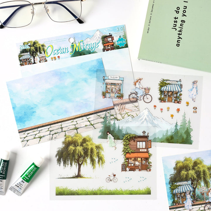 Seasonal Illustrated Series Journal Stickers for Travel Diaries