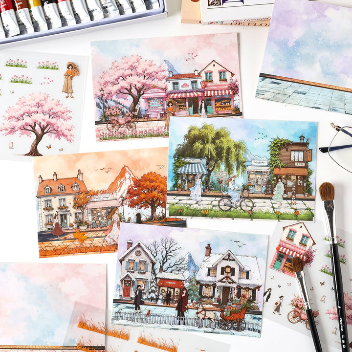 Seasonal Illustrated Series Cardstock Stickers for Journaling and Decor