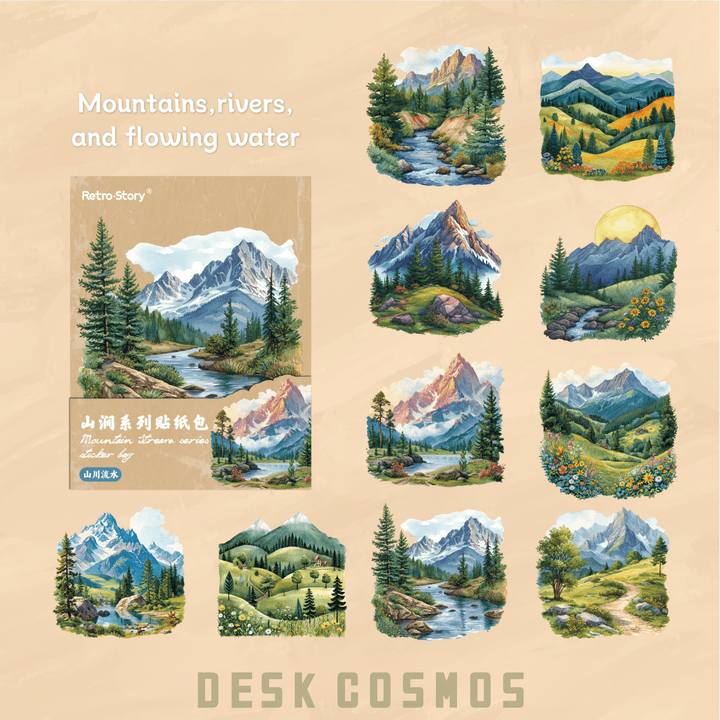 Shanjian Series Sticker Pack Nature Scenery for Scrapbook and Journal Decoration