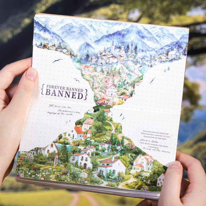 Small village PET Tapes Forest House Scenic Decoration for DIY Journals
