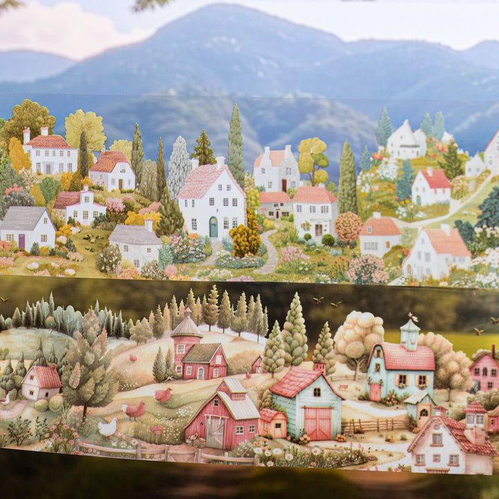 Small village PET Tapes Nature Scenery DIY Background for Travel Journals