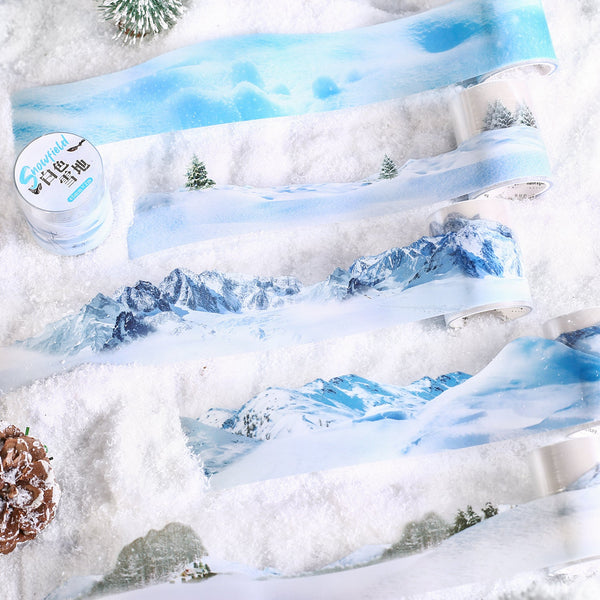 Snow field PET Tape with Snow Mountain Design for Winter Journaling