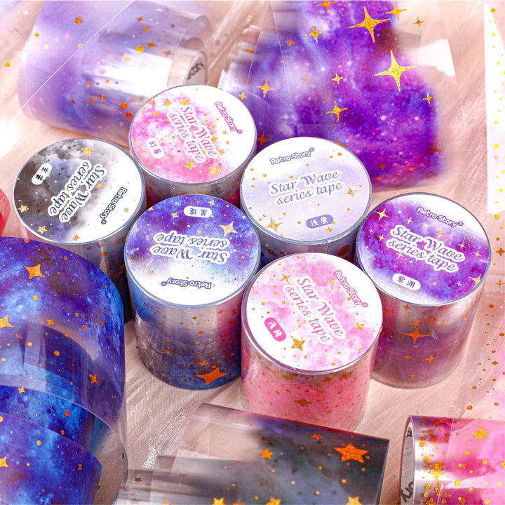 Star LAN Gold Stamping PET Tape Cosmic Glow for DIY Crafting