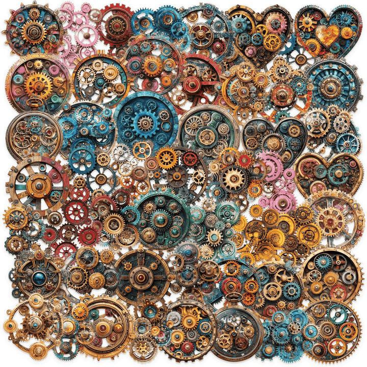 Steampunk Time Gear Stickers Retro Gear Design for Crafts