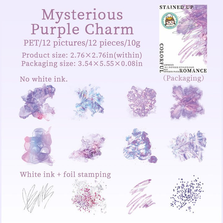 Infused with a Colorful Romance PET Stickers Watercolor Style for Scrapbook