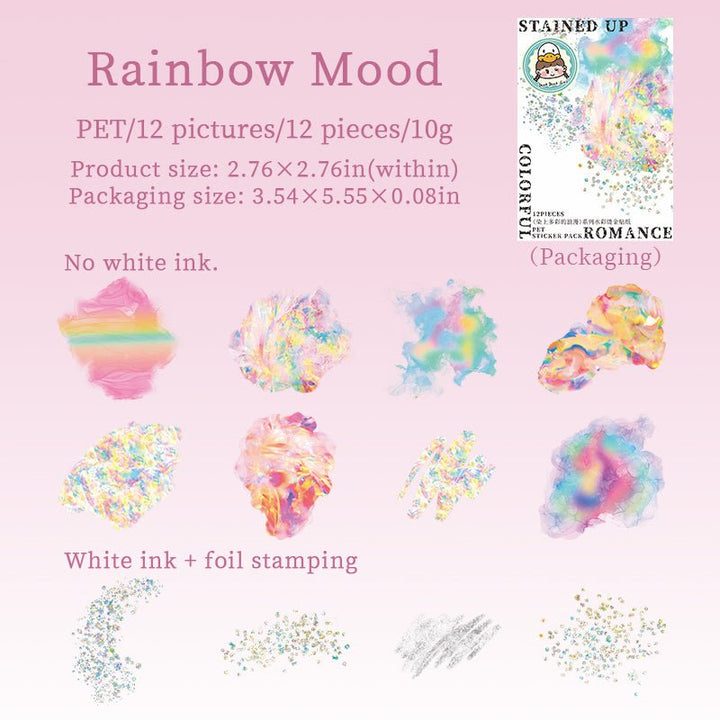 Stickers Infused with a Colorful Romance PET Journal Supplies Soft Colors