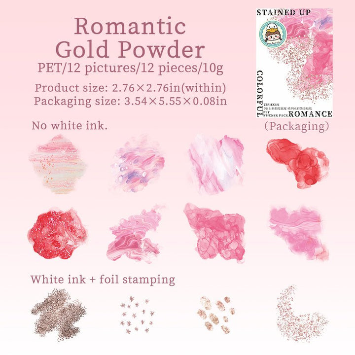Stickers Infused with a Colorful Romance Hand Drawn Foil PET Elements