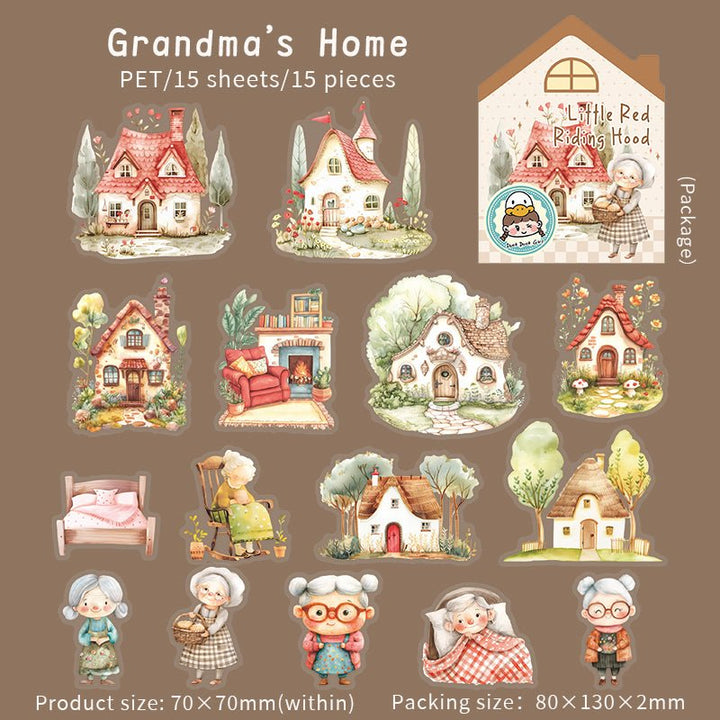 The Story of Little Red Riding Hood PET Stickers Fairy Tale Theme for Journaling