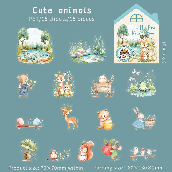 The Story of Little Red Riding Hood PET Stickers Cute Style for DIY Projects
