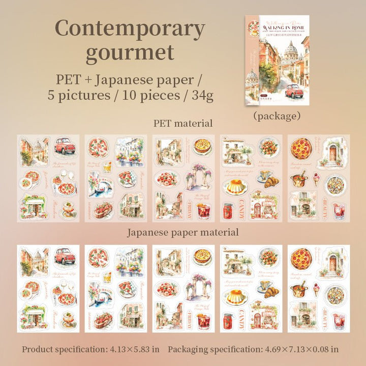 Stroll in Rome Washi Stickers Retro City Life Journal Ideal for Scrapbooking