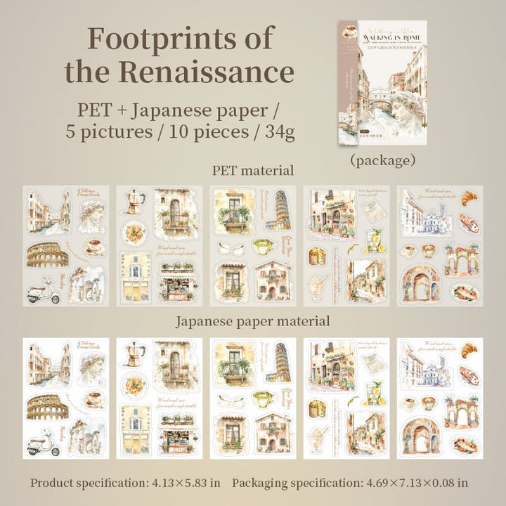 Stroll in Rome Washi Stickers Retro City Life Journal Ideal for Journal Lovers