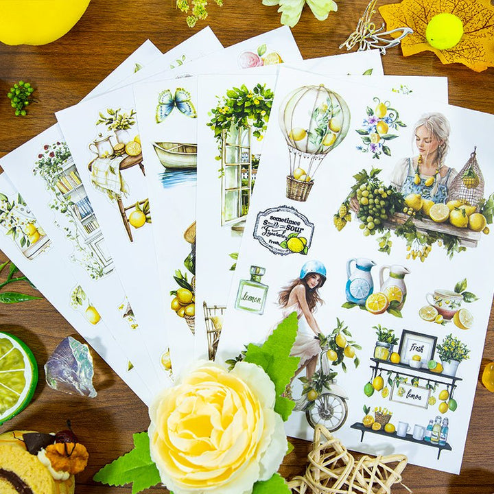 Summer Sticker Book Lemon Season tropical scenery cutouts