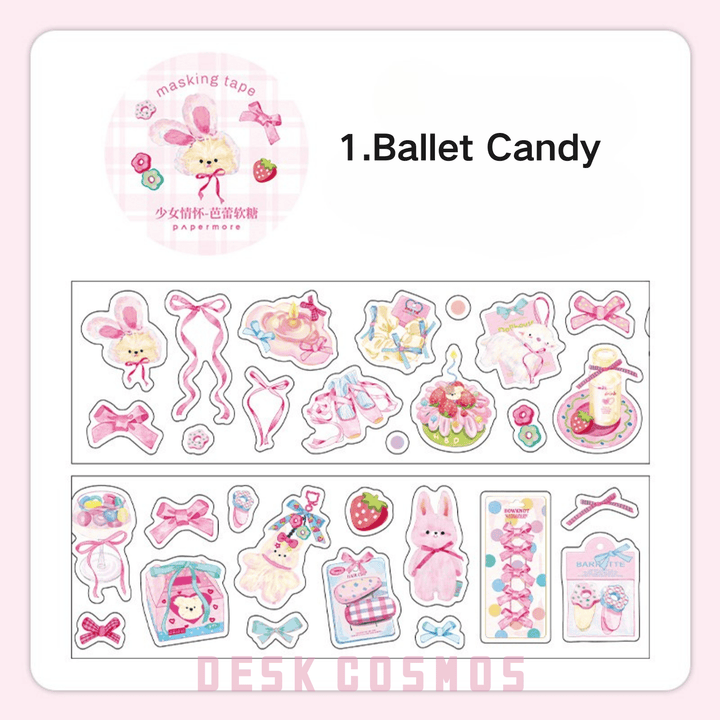 Sweet Cute Glitter Sand Die-cut Tapes PET Tapes Ballet Gummies