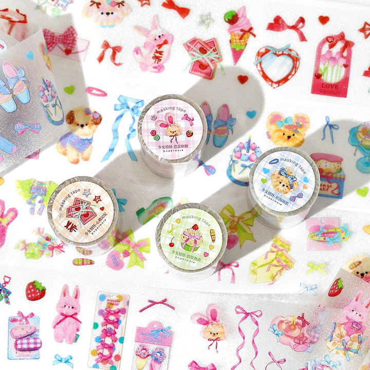 Sweet Cute Glitter Sand Die-cut Tapes PET Tapes Romantic Style
